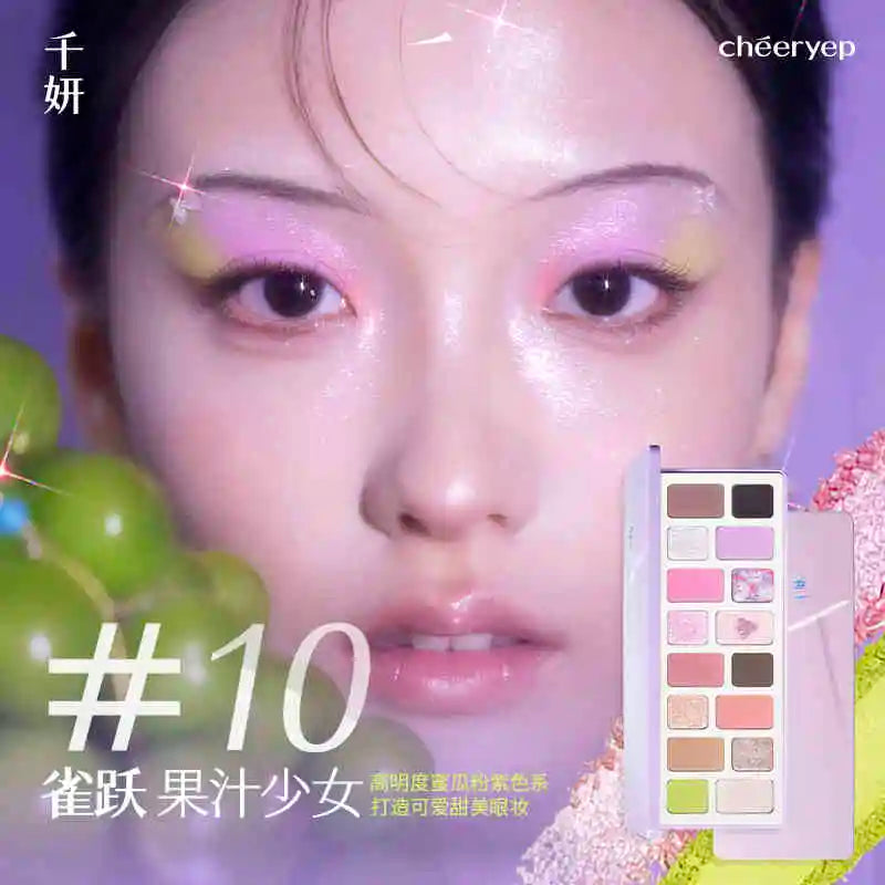 Cheeryep 16 Color Eyeshadow Palette Shimmer Matte Waterproof Long Lasting Vegan Cruelty Free Y2K Festival Travel Makeup