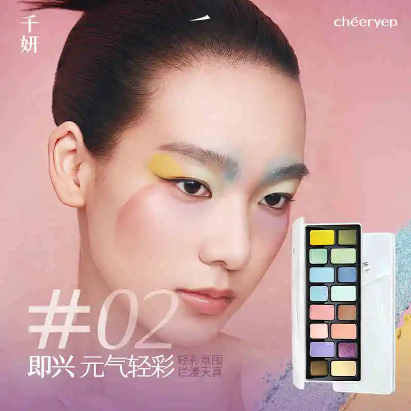 Cheeryep 16 Color Eyeshadow Palette Shimmer Matte Waterproof Long Lasting Vegan Cruelty Free Y2K Festival Travel Makeup
