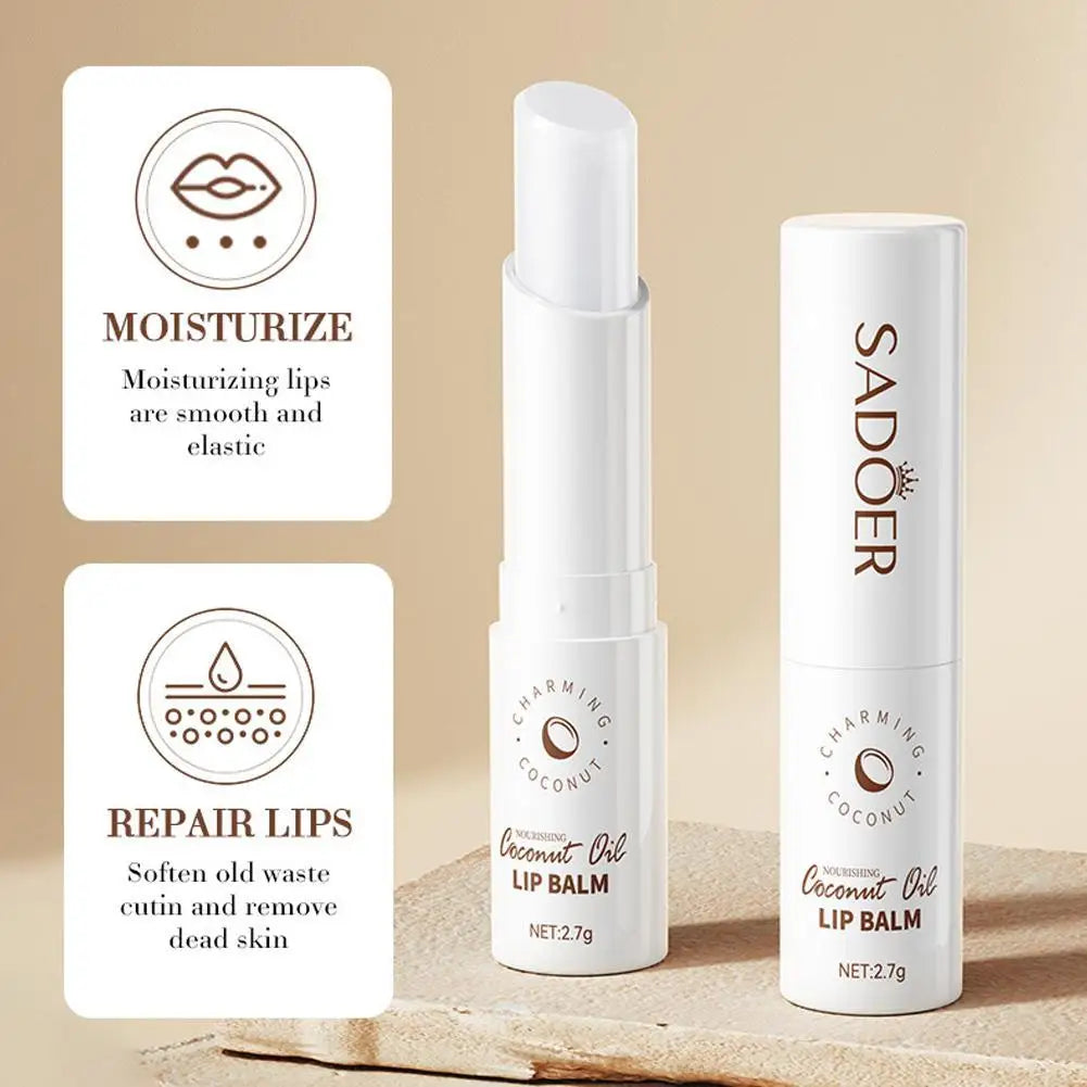 1/2/3pcs SADOER Coconut Lip Balm Long-Lasting Nourishing and Moisturing for Men and Women - Daily Care Lip Balm