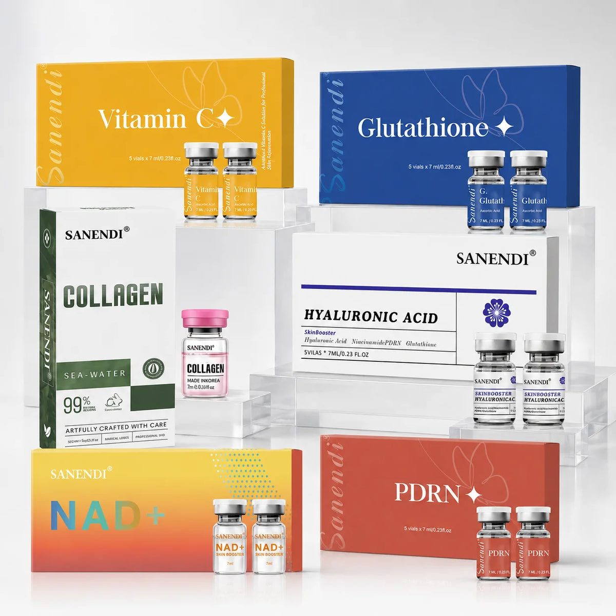 Sanendi NAD+ PDRN Salmon DNA Hyaluronic Acid Facial Serum Vitamin C For Der.pen Skin Glow Collagen Face Essence Korean Salon