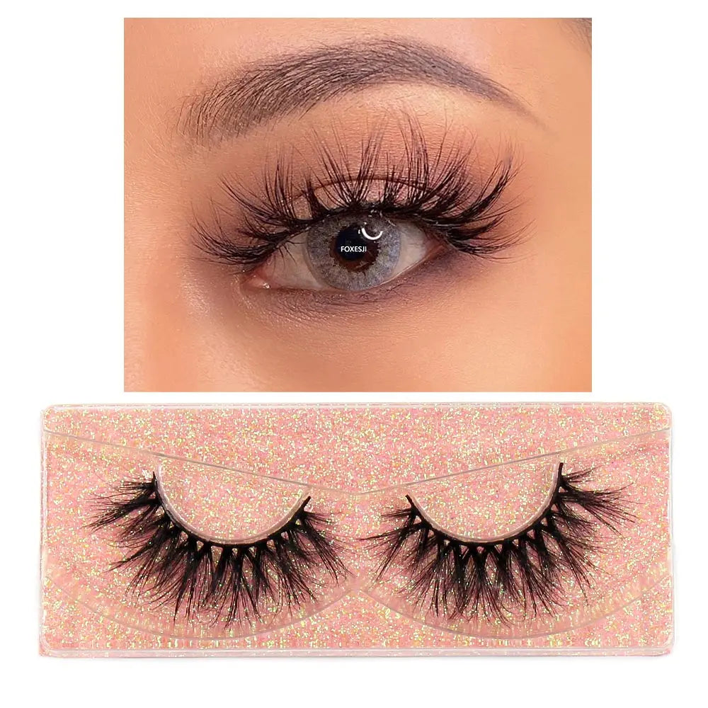 FOXESJI Makeup Eyelashes 3D Mink Eye Lashes Fluffy Soft Wispy Natural Lashes Extension Reusable Fake Lashes Mink False Eyelashes