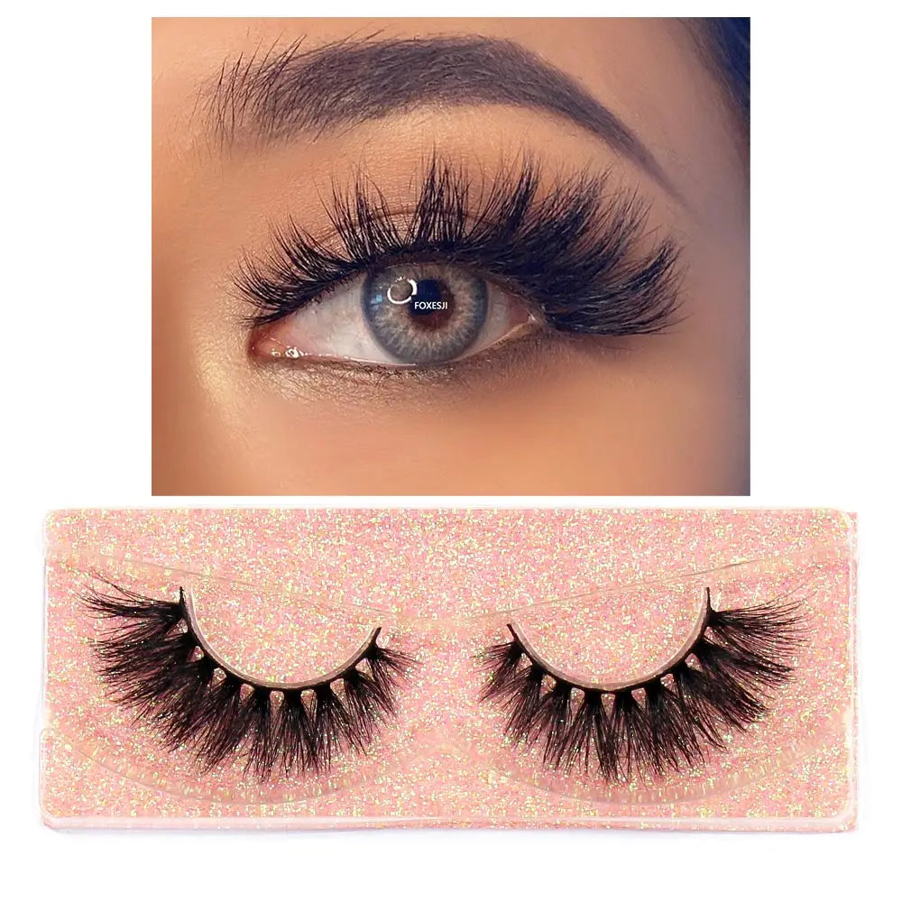 FOXESJI Makeup Eyelashes 3D Mink Eye Lashes Fluffy Soft Wispy Natural Lashes Extension Reusable Fake Lashes Mink False Eyelashes