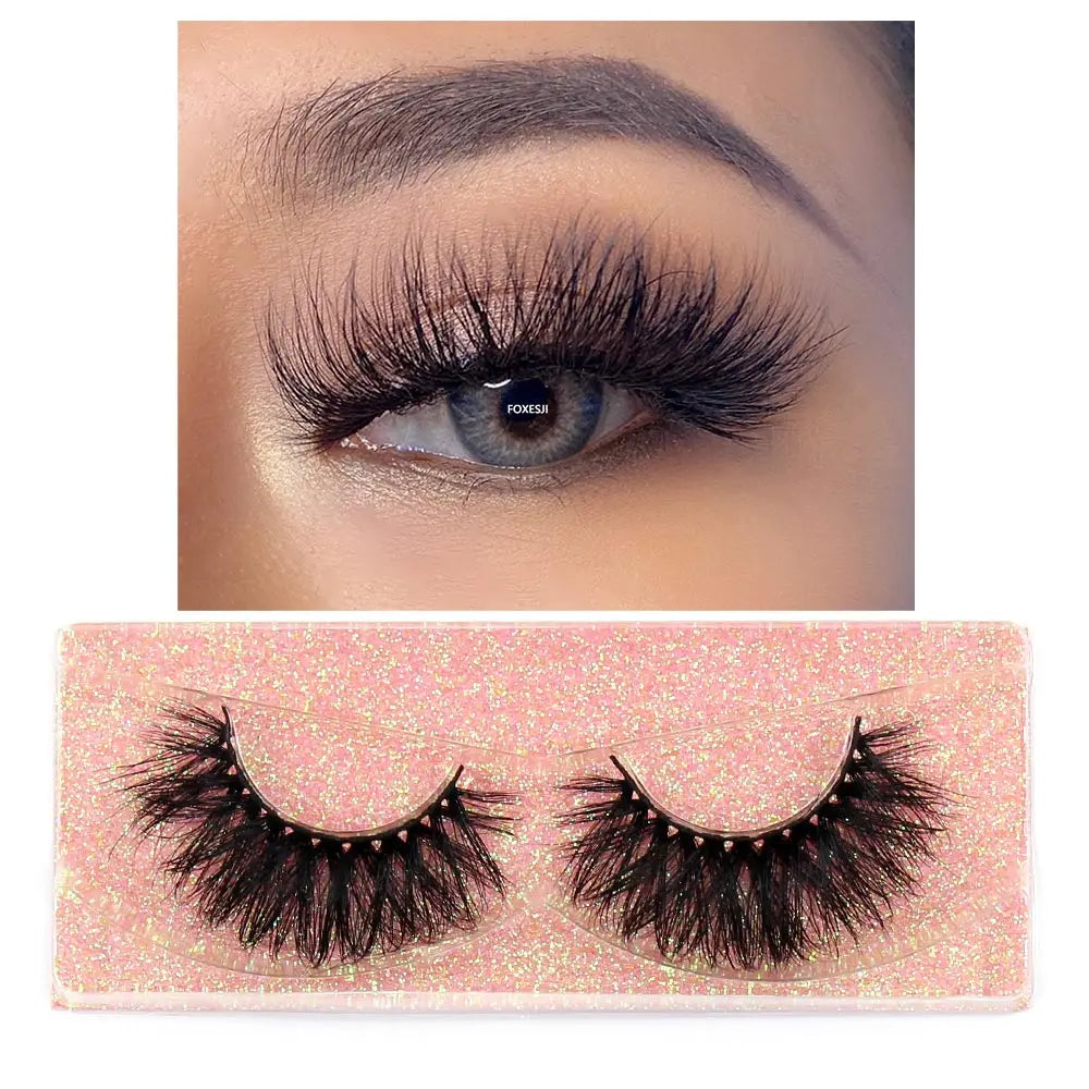 FOXESJI Makeup Eyelashes 3D Mink Eye Lashes Fluffy Soft Wispy Natural Lashes Extension Reusable Fake Lashes Mink False Eyelashes
