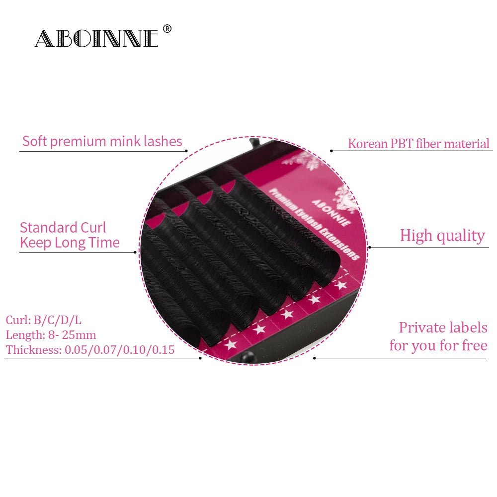 Abonnie  Fluffy Classic Lashes Extensions Premium Individual Eyelashes Extensions Volume Cilios All Szie