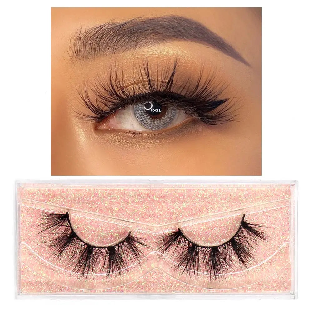 FOXESJI Makeup Eyelashes 3D Mink Eye Lashes Fluffy Soft Wispy Natural Lashes Extension Reusable Fake Lashes Mink False Eyelashes