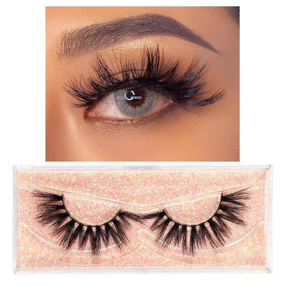 FOXESJI Makeup Eyelashes 3D Mink Eye Lashes Fluffy Soft Wispy Natural Lashes Extension Reusable Fake Lashes Mink False Eyelashes