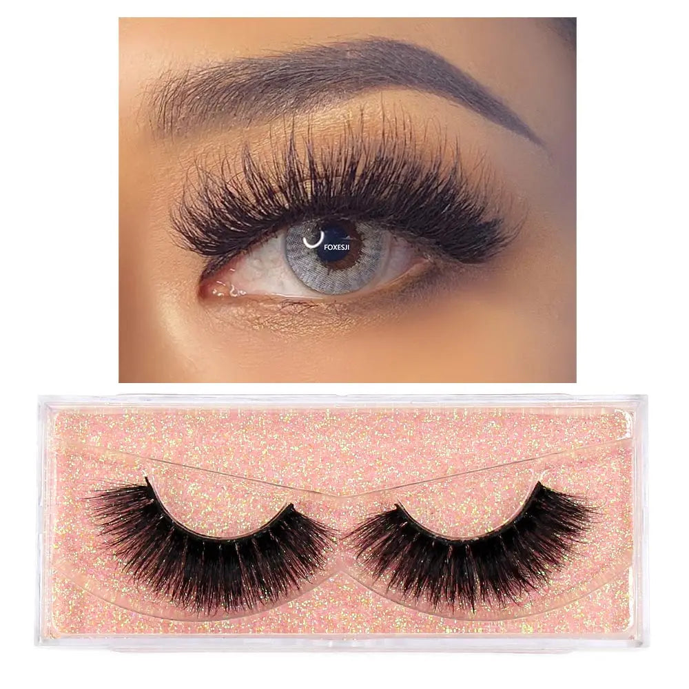 FOXESJI Makeup Eyelashes 3D Mink Eye Lashes Fluffy Soft Wispy Natural Lashes Extension Reusable Fake Lashes Mink False Eyelashes