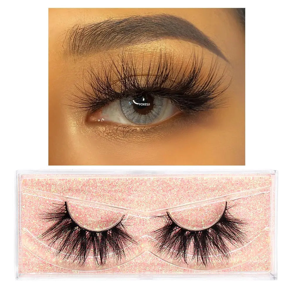 FOXESJI Makeup Eyelashes 3D Mink Eye Lashes Fluffy Soft Wispy Natural Lashes Extension Reusable Fake Lashes Mink False Eyelashes