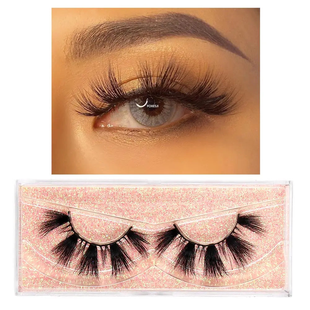 FOXESJI Makeup Eyelashes 3D Mink Eye Lashes Fluffy Soft Wispy Natural Lashes Extension Reusable Fake Lashes Mink False Eyelashes