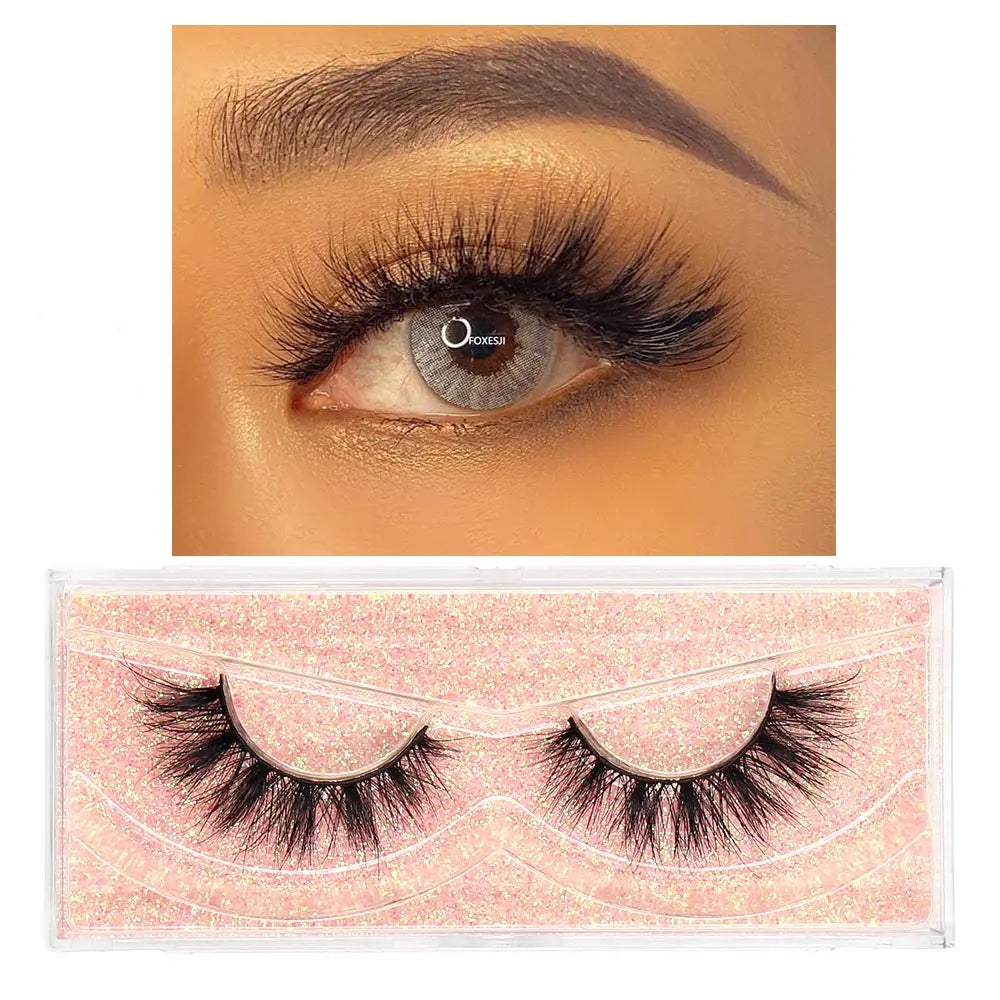 FOXESJI Makeup Eyelashes 3D Mink Eye Lashes Fluffy Soft Wispy Natural Lashes Extension Reusable Fake Lashes Mink False Eyelashes