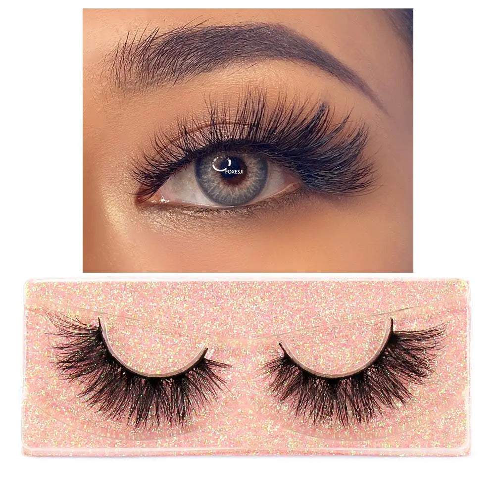 FOXESJI Makeup Eyelashes 3D Mink Eye Lashes Fluffy Soft Wispy Natural Lashes Extension Reusable Fake Lashes Mink False Eyelashes