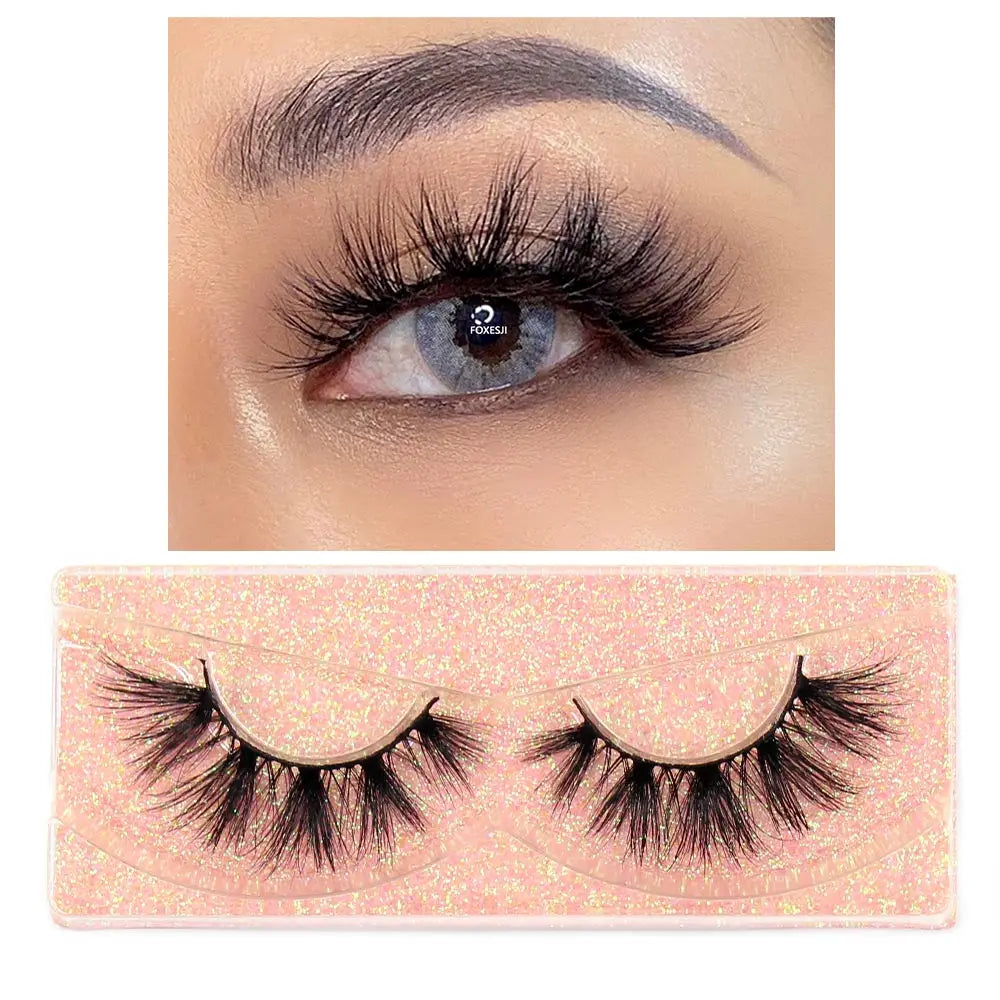 FOXESJI Makeup Eyelashes 3D Mink Eye Lashes Fluffy Soft Wispy Natural Lashes Extension Reusable Fake Lashes Mink False Eyelashes