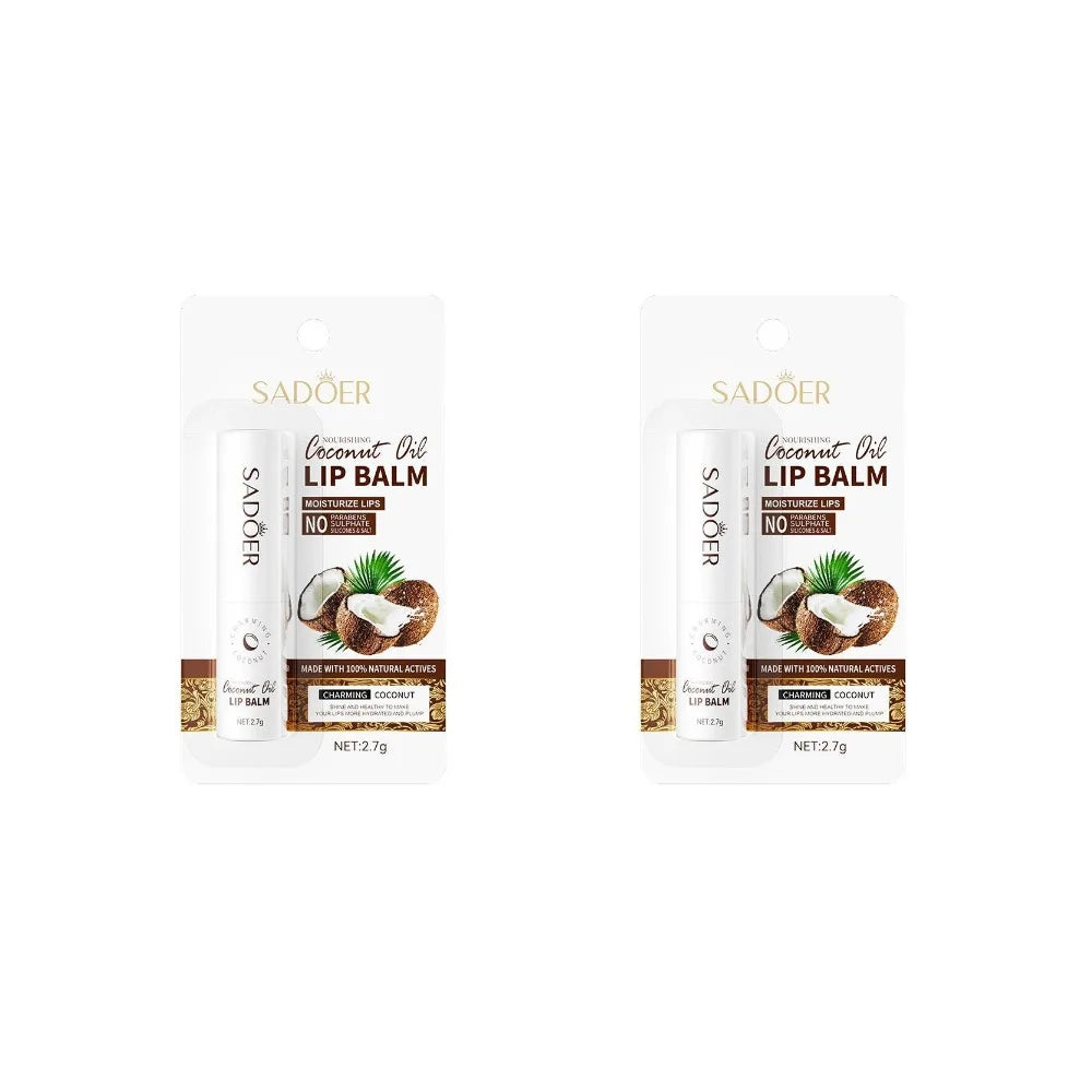 1/2/3pcs SADOER Coconut Lip Balm Long-Lasting Nourishing and Moisturing for Men and Women - Daily Care Lip Balm