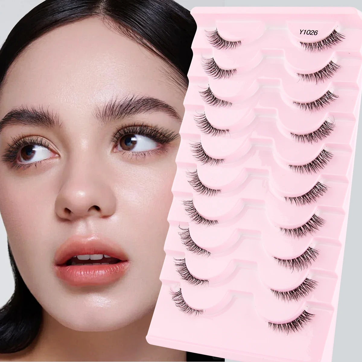 YSDO 5/10 Pairs Half Lashes Cat Eyelashes Soft Natural Clear Band False Lashes Natural Wispy Faux 3d Mink Eyelashes Makeup Tools