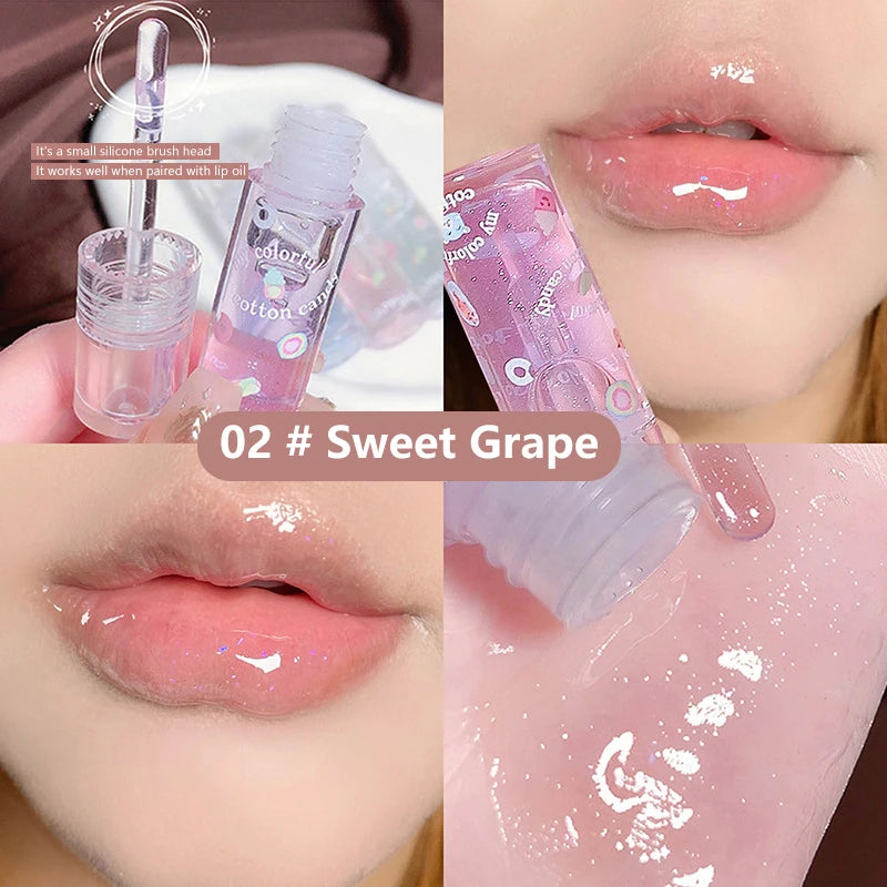 New 1/3Pcs Transparent Glitter Lip Gloss Set Clear Water Light Lip Glaze Moisturizer Changing Lip Oil Jelly Mirror Lipsticks