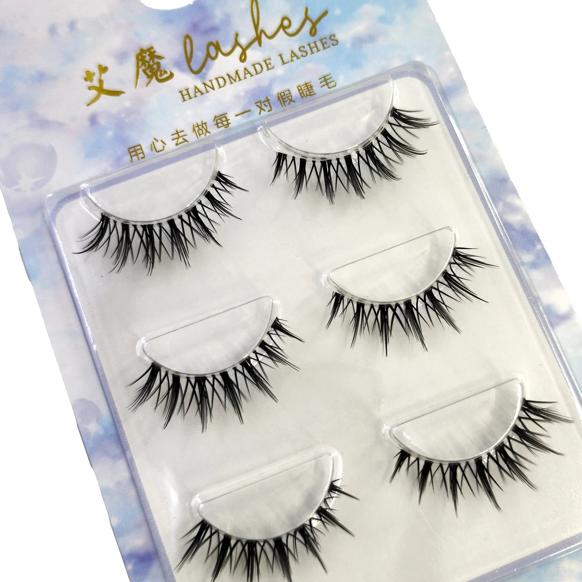 NEW 3Pair 4D Mink Lashes Natural Short Long Invisible Thin Band Fake Lashes Curl Soft Eyelashes Extension Beauty