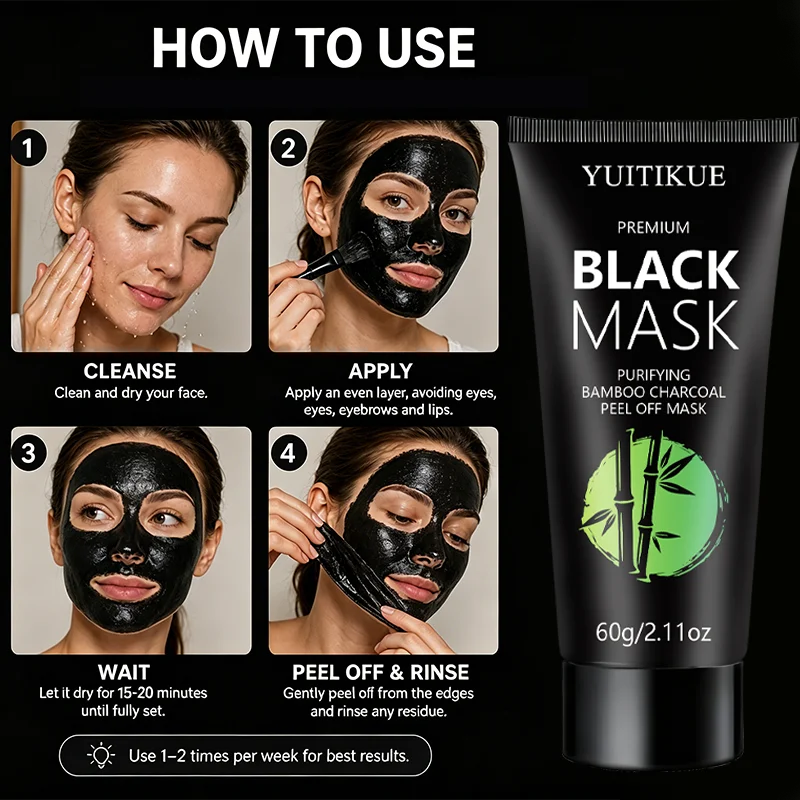 YUITIKUE Bamboo Charcoal Purifying Mask 60g - Draws Out Blackheads Controls Excess Oil