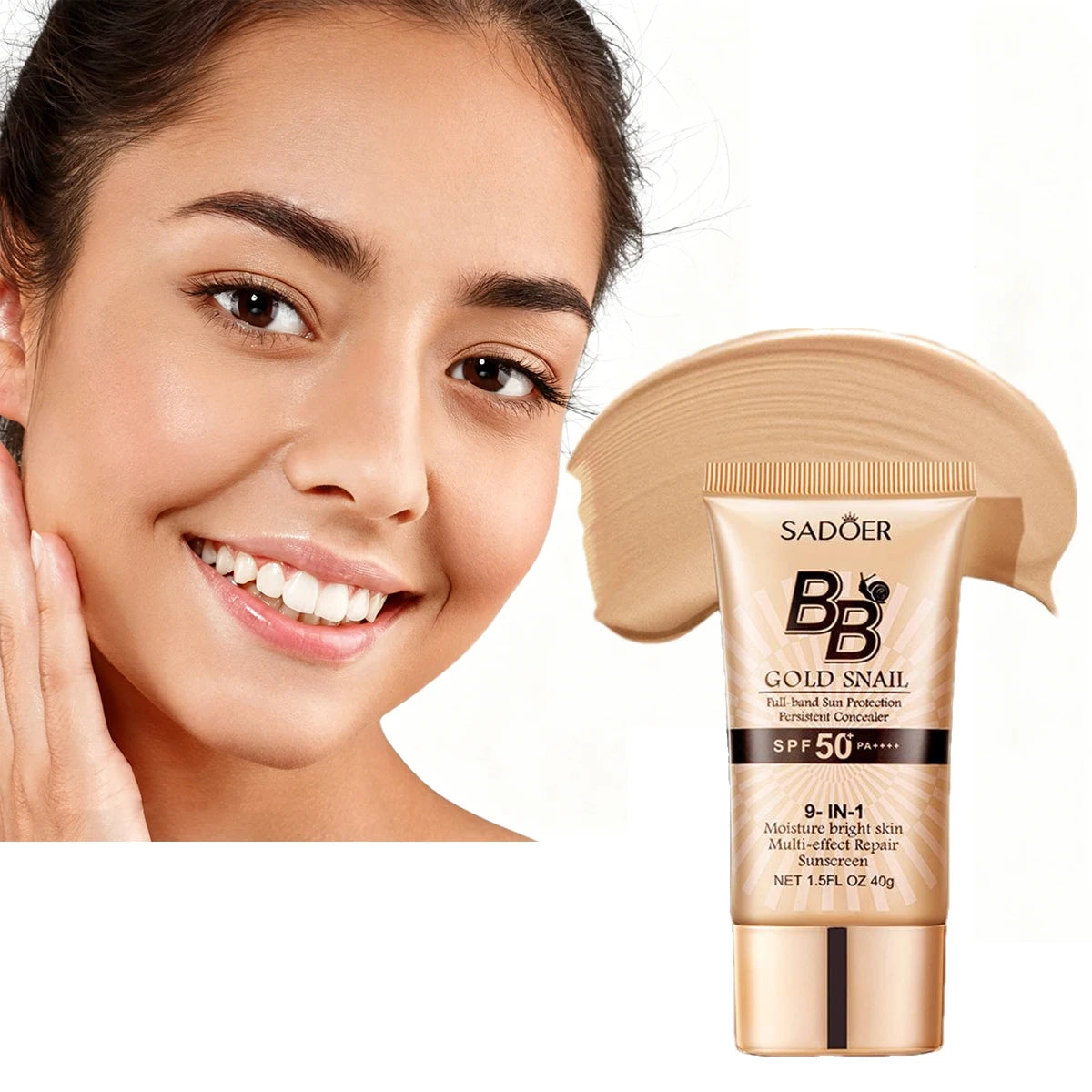 BB Cream SPF50+ Full-Coverage Hydrating Foundation & Concealer,Color Correcting Tinted Moisturizer Makeup Base for All Skin Type