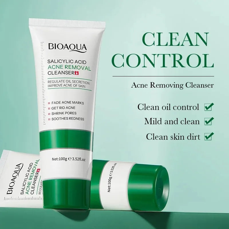 BIOAQUA Salicylic  Acid Facial Cleanser Acne Treatment Moisturizing Oil Control skincare Face Wash Foam Face Cleanser Skin Care