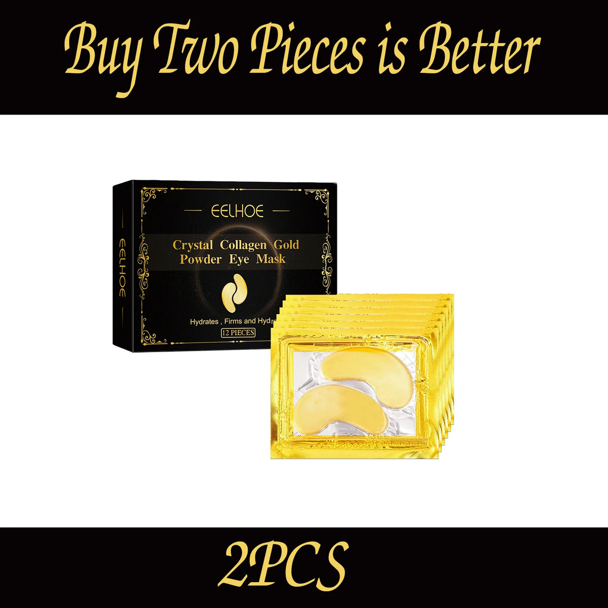 12 PCS EELHOE Collagen Eye Mask Daily Care Eye Skin Water Embellish Moisturizing Lip Care Eye Mask Paste