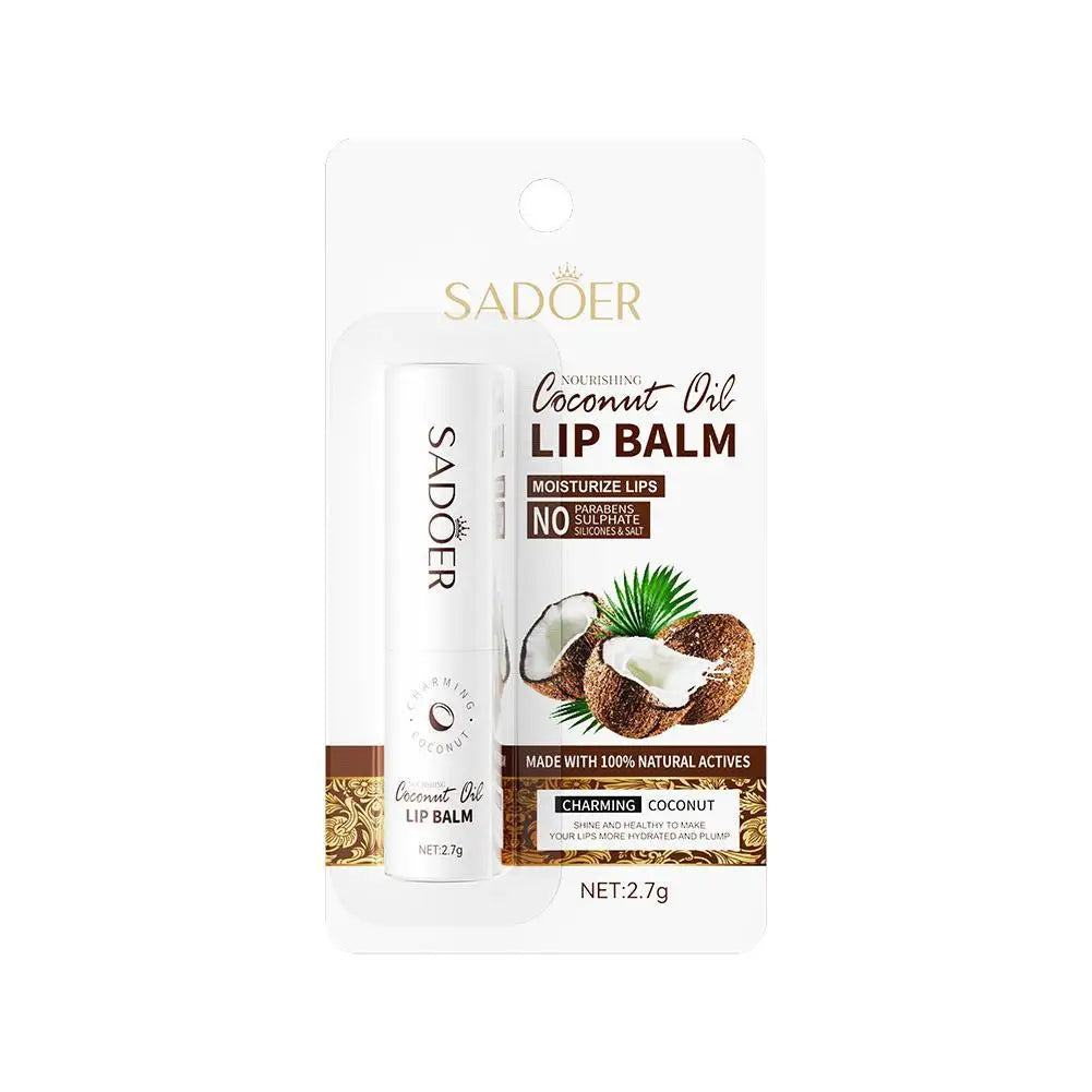 1/2/3pcs SADOER Coconut Lip Balm Long-Lasting Nourishing and Moisturing for Men and Women - Daily Care Lip Balm