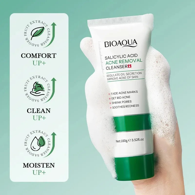 BIOAQUA Salicylic  Acid Facial Cleanser Acne Treatment Moisturizing Oil Control skincare Face Wash Foam Face Cleanser Skin Care