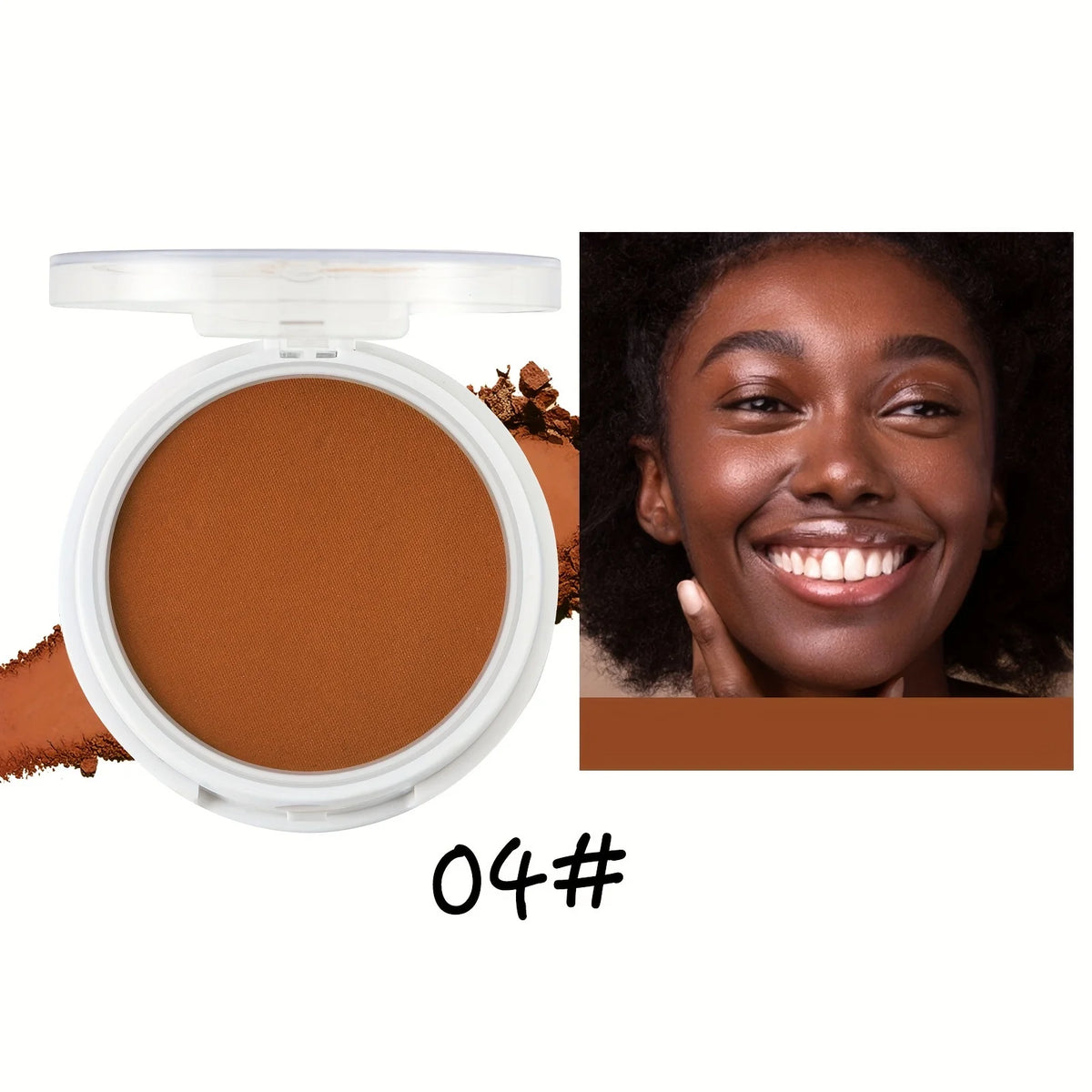 Wheat Bronzing Powder for Dark Skin, Matte Finish, Sweatproof & Oil Dark Foundation Concealer, Powder Puff And Mirror