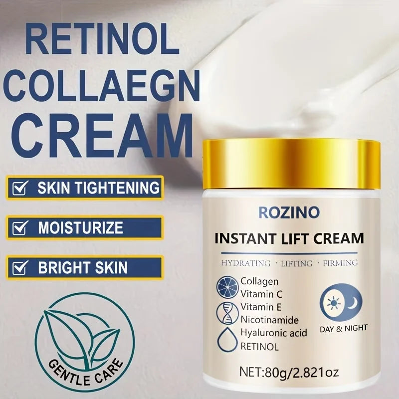ROZINO Instant Collagen & Niacinamide Cream | 5-Second Lift & Tightening, Moisturizer for Dark Circles, Puffiness, Sensitive Eyes, All Skin Types, Instant Firming, Deep Hydration