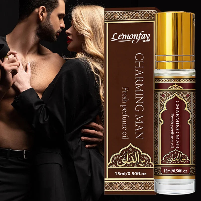 Lemonfay Charming Man Fresh Perfume Oil Roll-On Long Lasting Arabian Style Fragrance 15ml/0.50fl.oz for Dating Daily Use