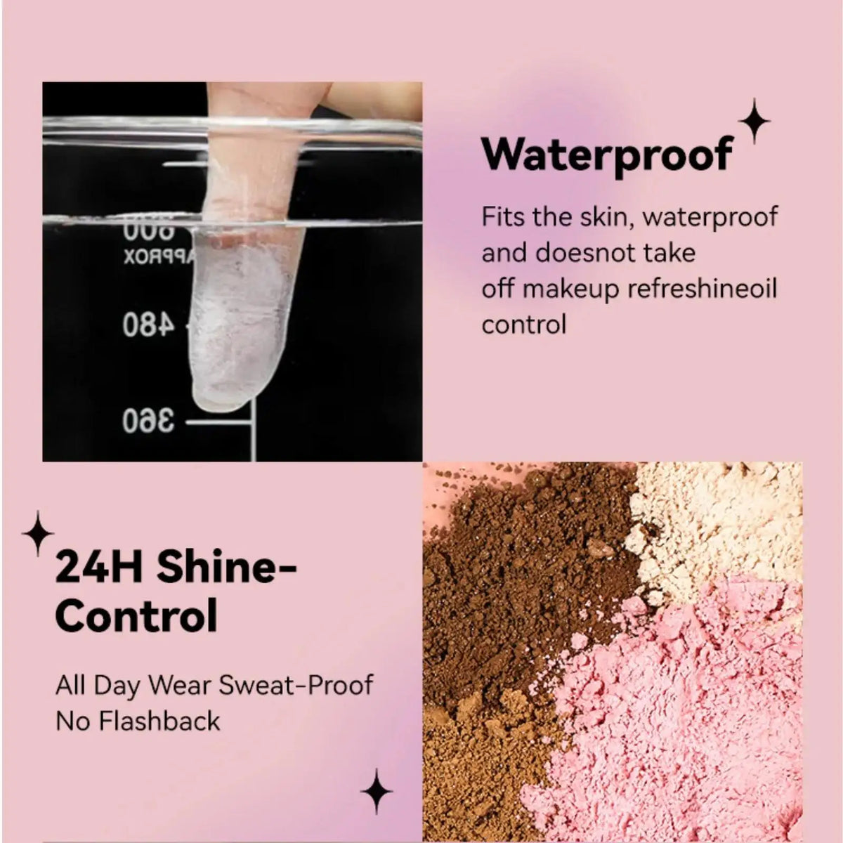 Natural Matte Loose Powder 4 Color Shimmer Oil Control Long Lasting Face Makeup Setting Powder Pink Glitter Cosmetic