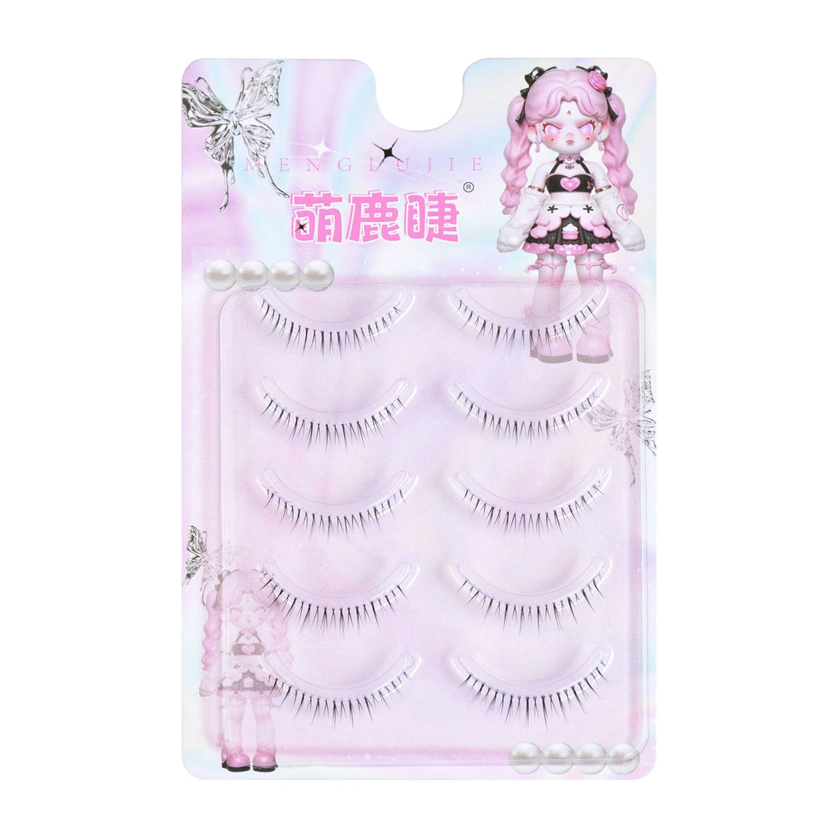 5 Pairs Korean Style Comic Lower False Eyelashes Full Strip Natural Looking Lower Eyelash Extension With Glue For Daily Makeup