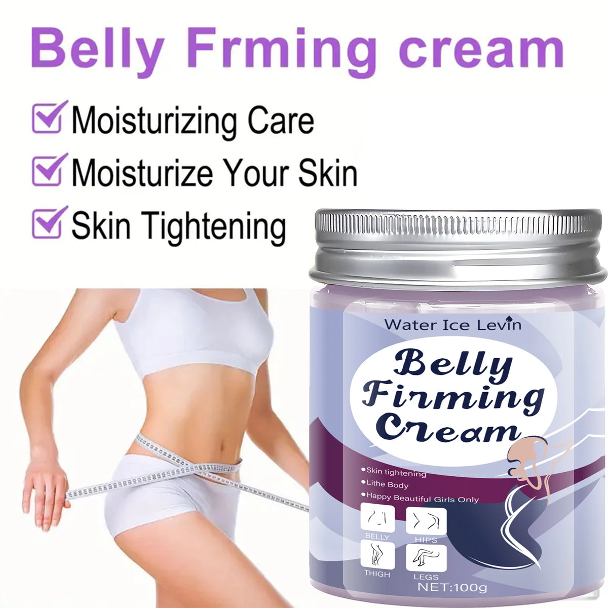 Tightening Body Cream, Abdominal Firming Cream, Containing Jojoba Oil and Caffeine, Light Beige Color, Suitable for Abdomen, Buttocks, Thighs, and Chest