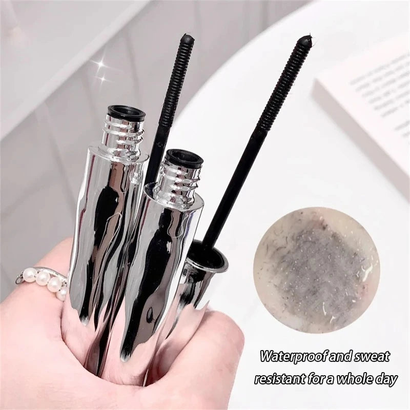 Silver Silk Fiber Matte Mascara Ultra-Fine Brush Lengthens Eyelashes Waterproof Fast Dry Eyelash Curled Extension Mascara Makeup