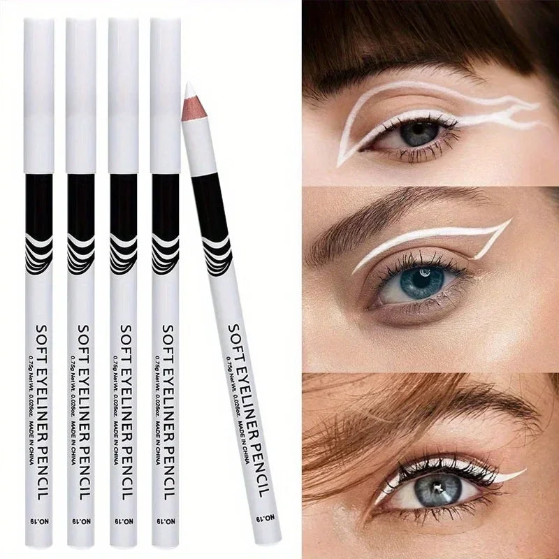 3pcs Fast Drying Matte White Eyeliner Pencil Smooth Waterproof Eyeliner Pen Long Lasting Eyelid Cosmetic Eyes Makeup Tools