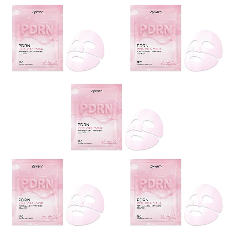 1/3/5pcs PDRN Pink Collagen Mask Korean Vitamin B12 Skincare, Daily Hydrating Facial Sheet Mask