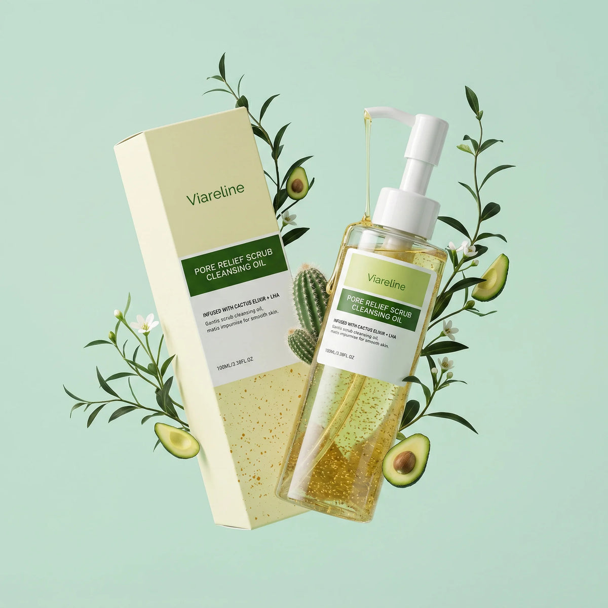 Viareline Makeup Remover Oil Non Irritating Dissolves Impurities Refreshing Skin Deep Cleansing Pore Relief Scrub Cleansing Oil