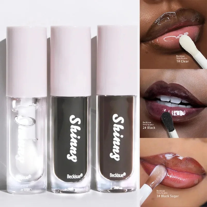 Clear Transparent Jelly Lip Gloss Hydrating Drying Mirror Black Lip Glaze Tint Plumper Crystal Moisturizing Lip Care Oil Makeup