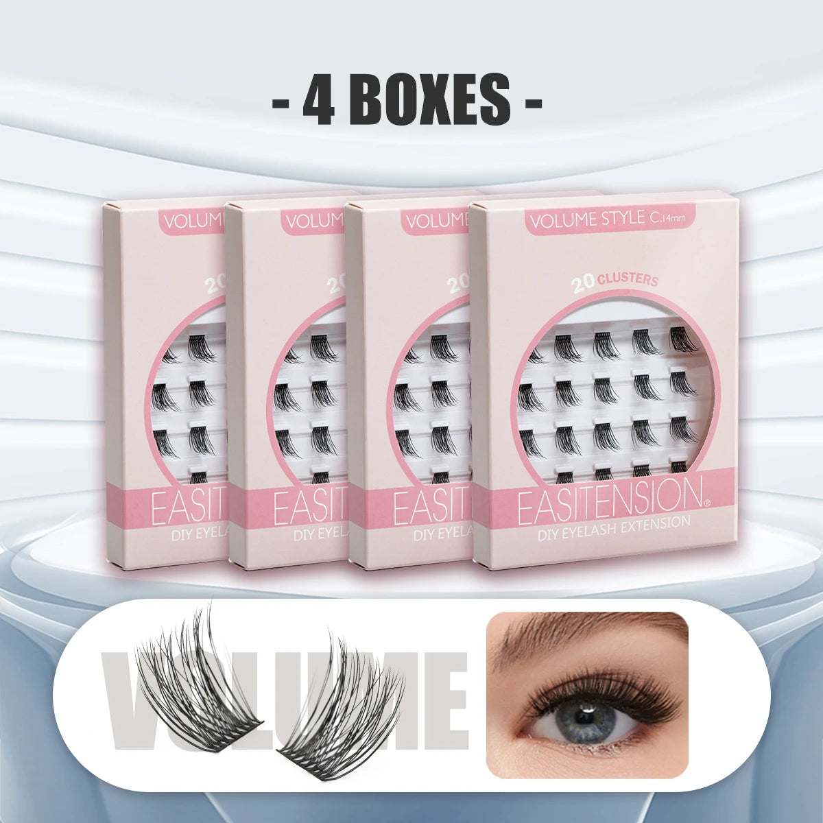 EASITENSION DIY Eyelash Extension 80 PCS Cluster Lashes Natural Volume Individual Lash Clusters Wisps Fluffy Russian Mink Bundle