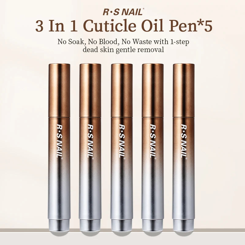 RSNAIL 3-in-1 Cuticle Oil Pen with Ceramic Nail Pusher for Hangnails Dry & Damaged Nails -Nail Care Pen for Repair & Nourishment