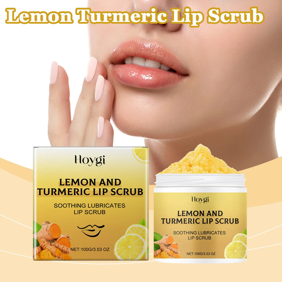 Turmeric Lemon Lip Scrub Dead Skin Removal Exfoliating Moisturizing Balm for Dry Chapped Lips Fade Lip Lines Nourishing Lip Care