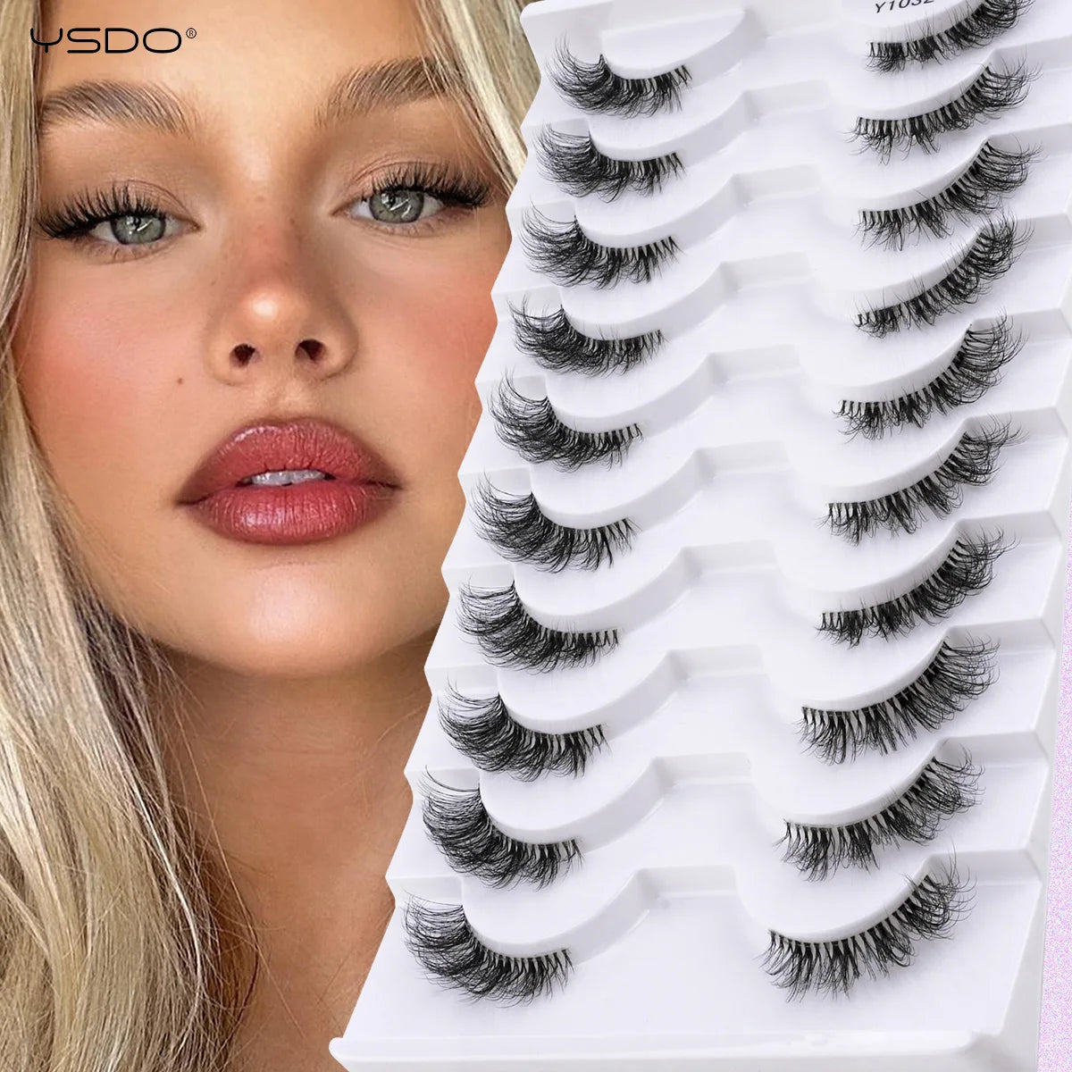 YSDO 5/10 Pairs Half Lashes Cat Eyelashes Soft Natural Clear Band False Lashes Natural Wispy Faux 3d Mink Eyelashes Makeup Tools
