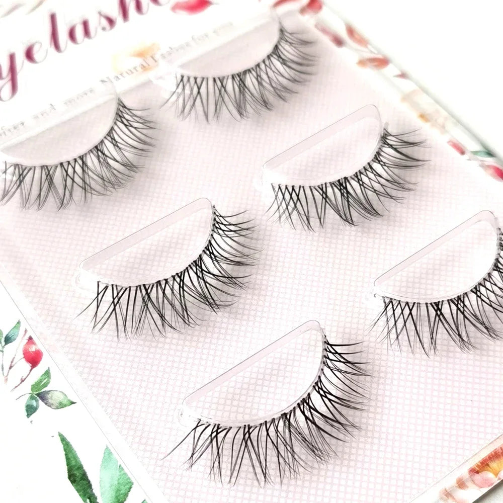 NEW 3Pairs 5d Mink Lashes 3D Mink Eyelashes Invisible Band Natural Black Mink False Eyelash Full Strip Cilios Posticos Reusable