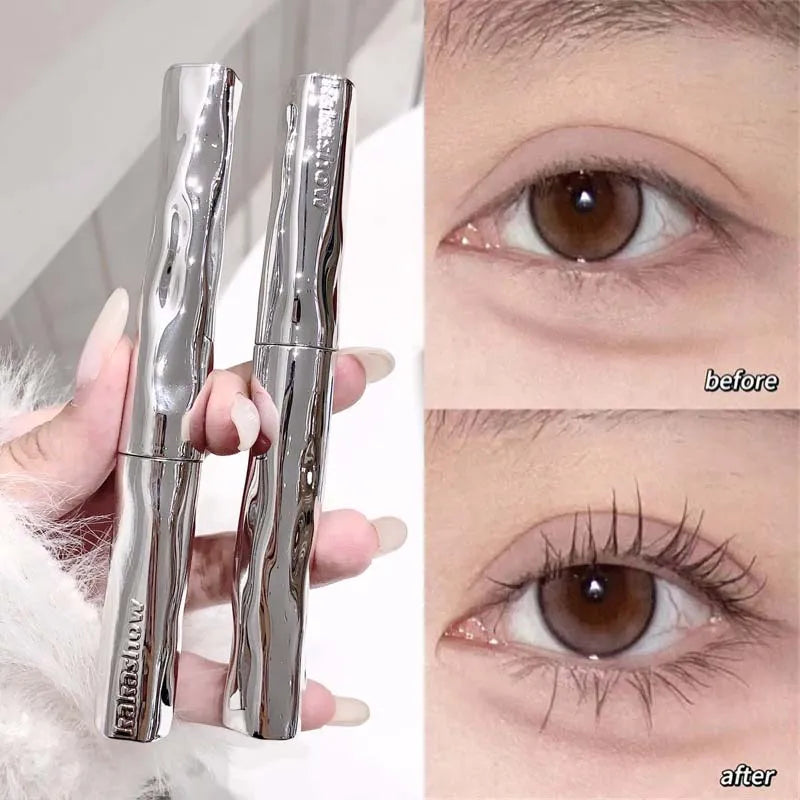 Silver Silk Fiber Matte Mascara Ultra-Fine Brush Lengthens Eyelashes Waterproof Fast Dry Eyelash Curled Extension Mascara Makeup
