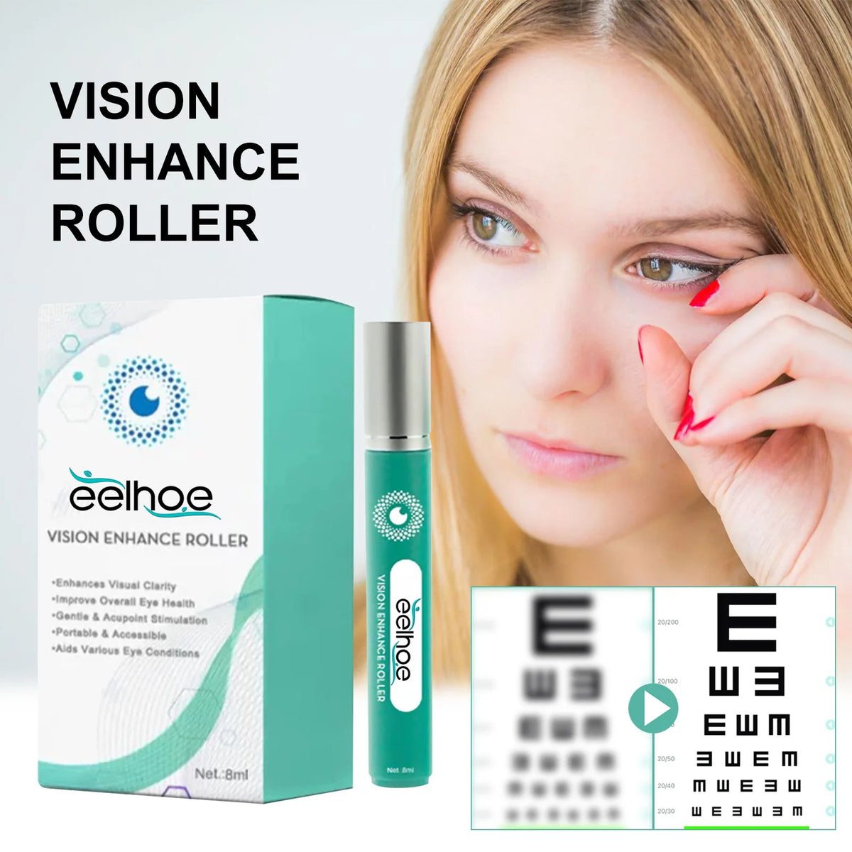 NEW High-end 8ml Quickly Restore Vision Enhance Roller Promotes Clearer Eyesight Mild Relax Massage Fatigue Relief For Eye Care