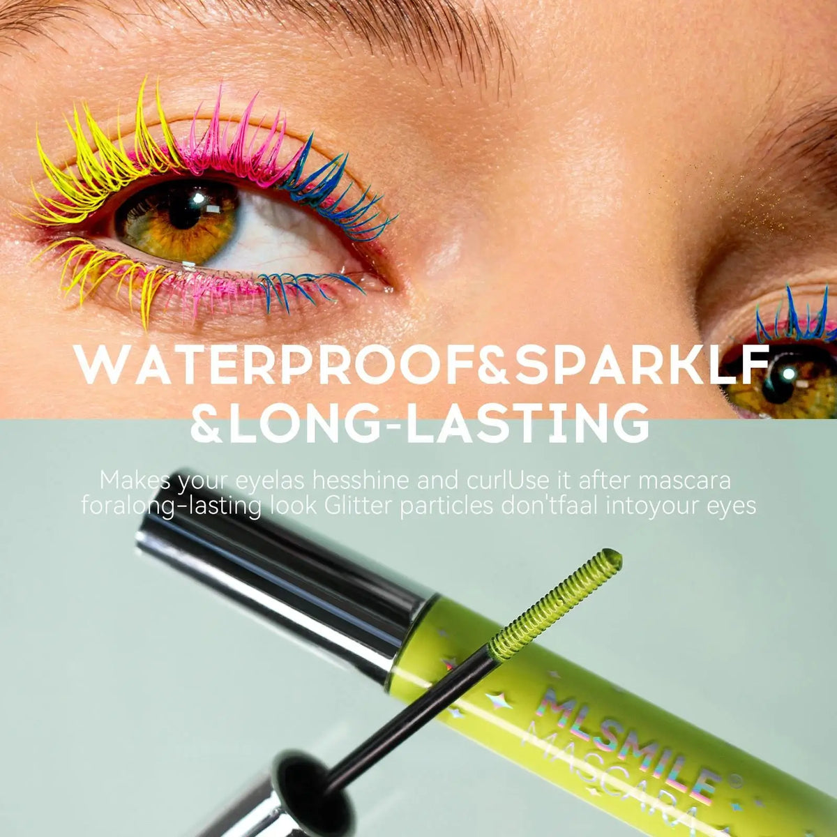 Waterproof Glitter Mascara Volumizing Curling Long Wearing Smudge Proof Fast Drying Pearlescent Lash Booster