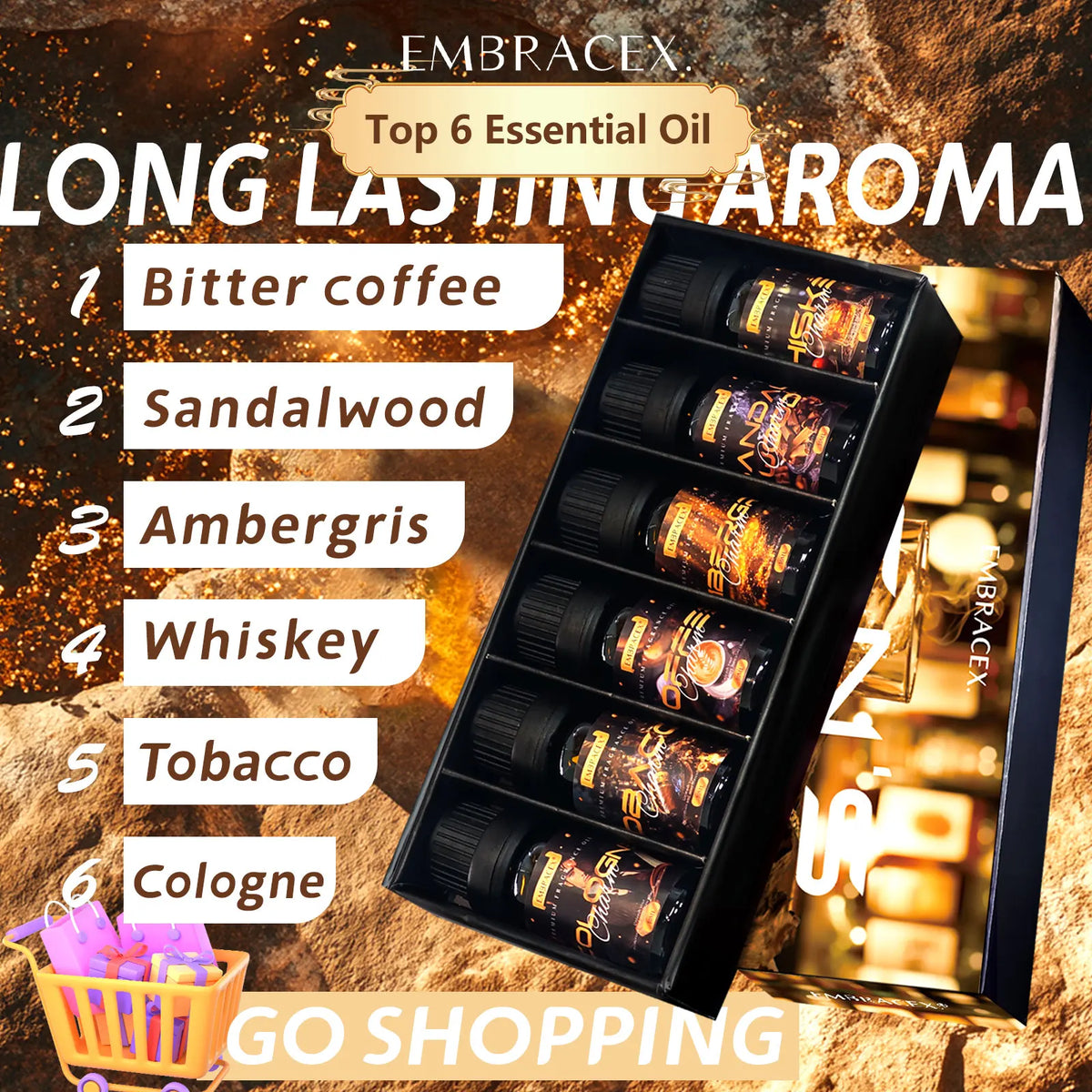 6pc/1Set 10ML Fragrance Oils Gift Set Fruit Delicious Hotel Autumn Scented Aroma Oil Warm Scent Christmas Gift Floral Clean Set