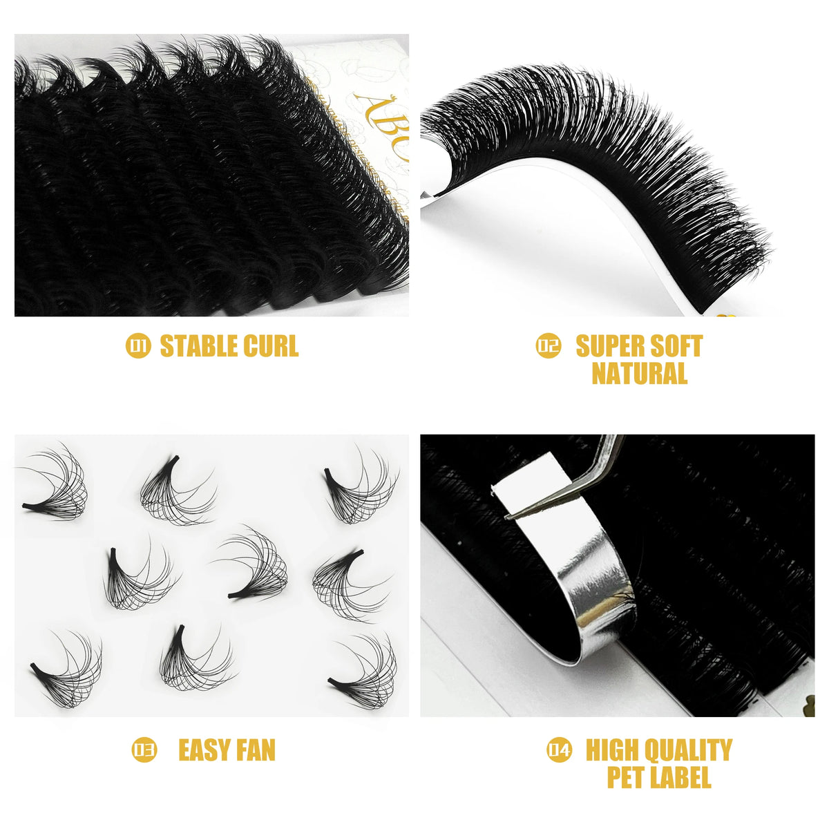 ABONNIE 5D Easy Fan Matte Black Lashes Cashmere Blooming Eyelash Extensions Self-Making Fans Mega Volume Eyelash