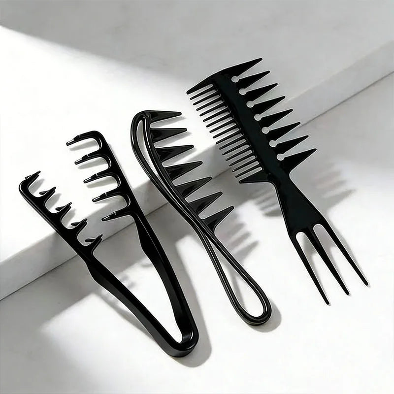 Men'S Salon Hair Styling Comb Set, Including a Wide-Tooth Comb for Textured Hairstyles, a Comb for Pompadour Styles, a Styling C