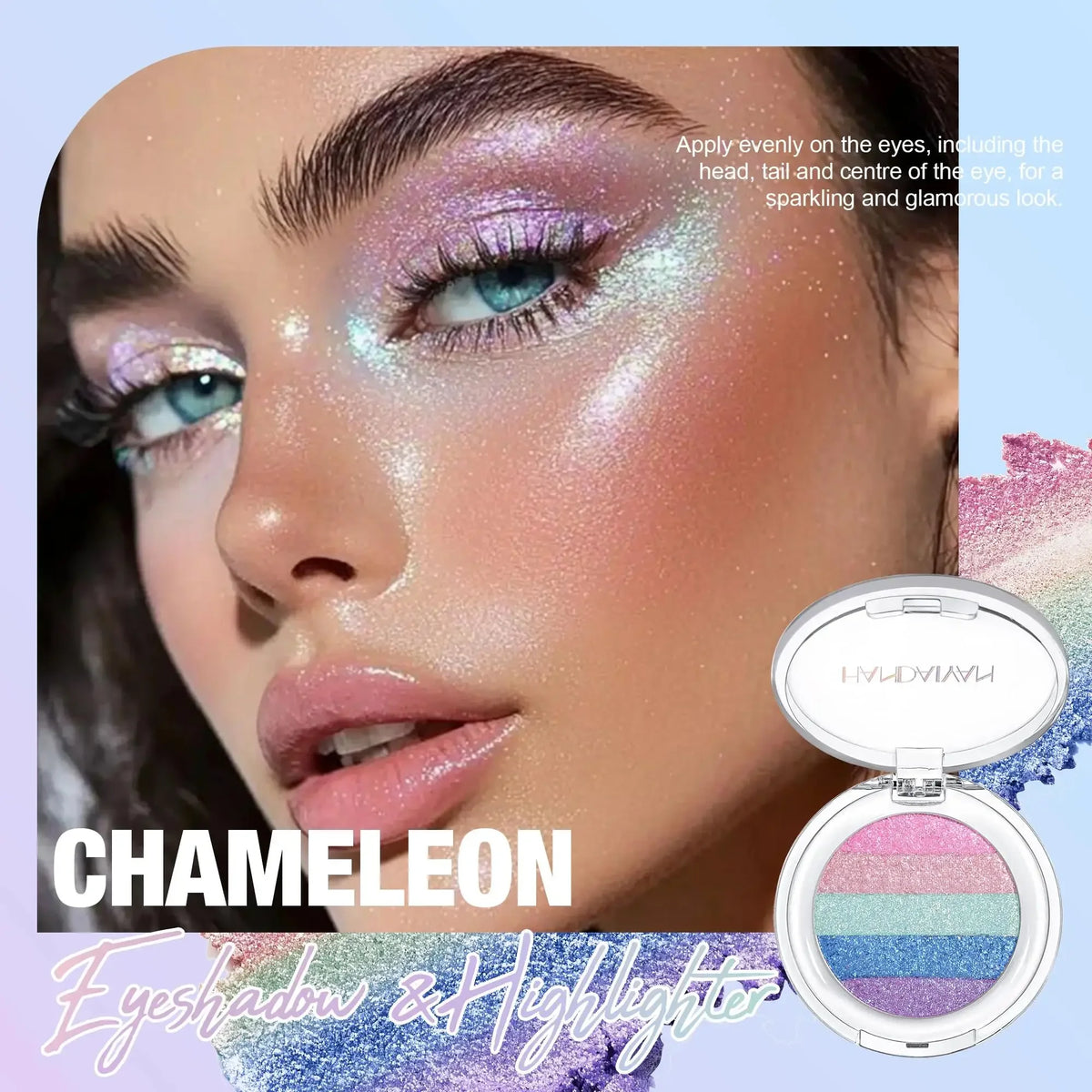 Long Lasting Pressed Powder Eyeshadow Palette Waterproof Highly Pigmented Rainbow Highlighter Chameleon Glitter Beauty
