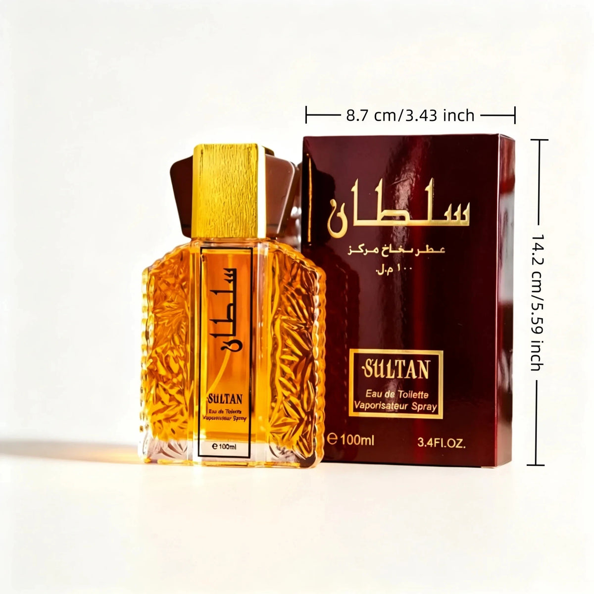 100ml Sultan Arabian Oriental Men Eau De Toilette, Long Lasting Floral Woody Cologne, Ylang Neroli Bergamot, Iris Rose Sandalwood Vanilla Scent, Luxury Middle Eastern Fragrance for Daily Dating Party Gift